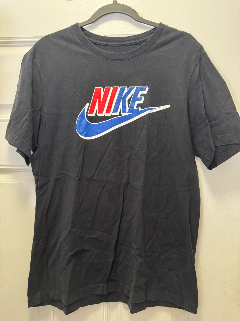 Nike Black Short-Sleeve Tee with Red and Blue Logo 0276